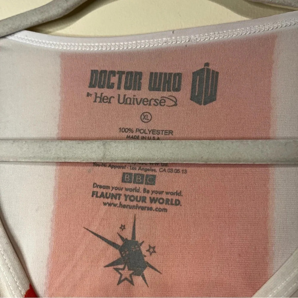 HER UNIVERSE Doctor Who Tardis Union Jack 60s Flag Slip Dress - Picture 3 of 6